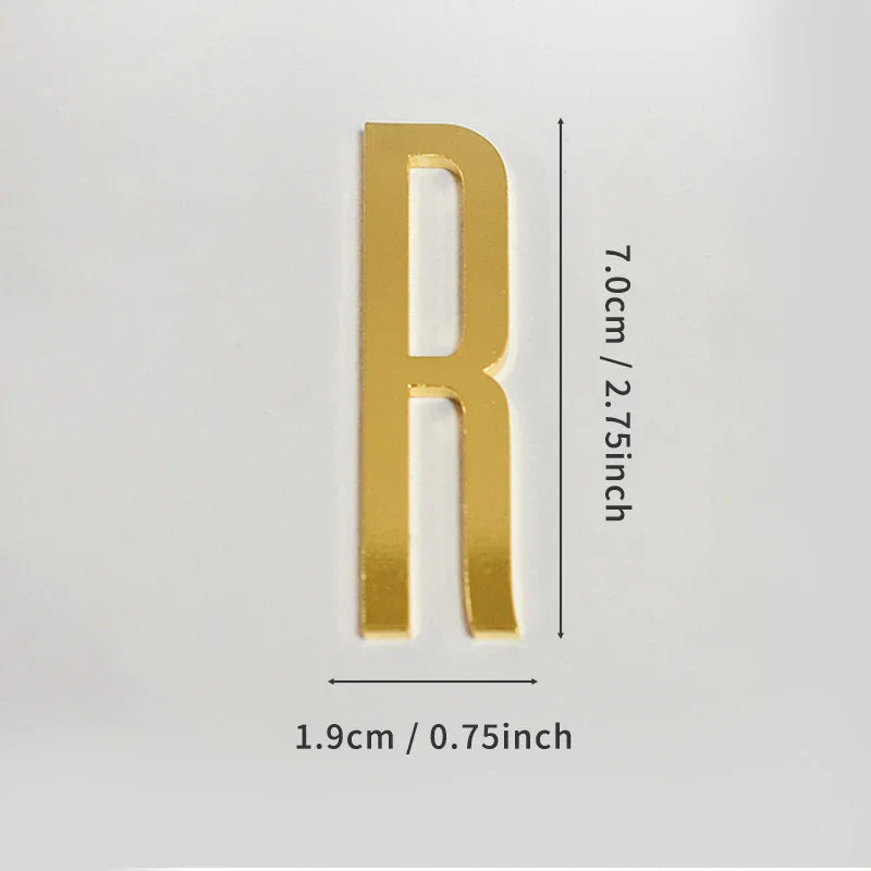 Golden Self Adhesive House Number Metal English Alphabet Letters for Apartment Room Door Plate Table Mailbox Number Stickers 7cm