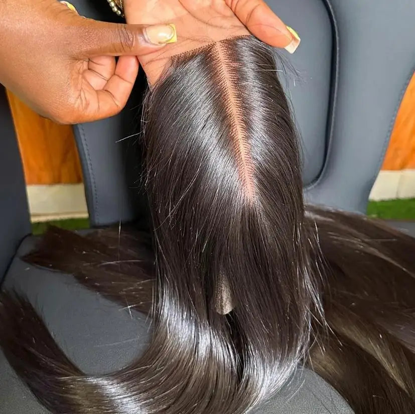Transparent 13x4 Lace Frontal Wig | Deep Part Straight Human Hair | Pre-Plucked & Bleached Knots