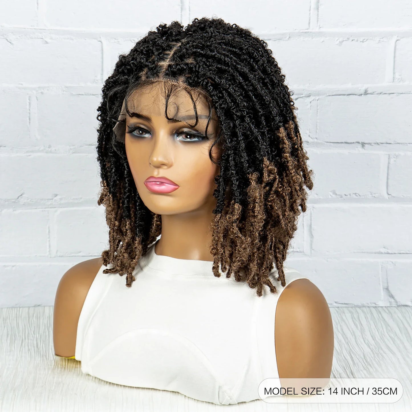 Burgundy Short Faux Locs Wig | Knotless Braids | Synthetic Lace Front | With Baby Hair | For Women