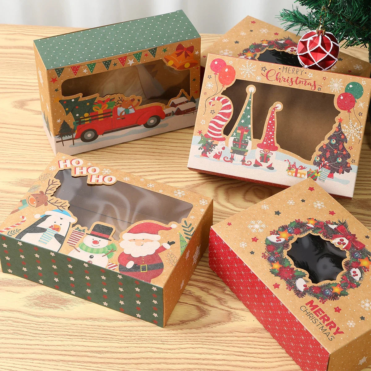 Christmas Candy Box Dessert box Cake Box Window Cookie Box Gingerbread Box Merry Christmas decoration for home 2024 Navidad