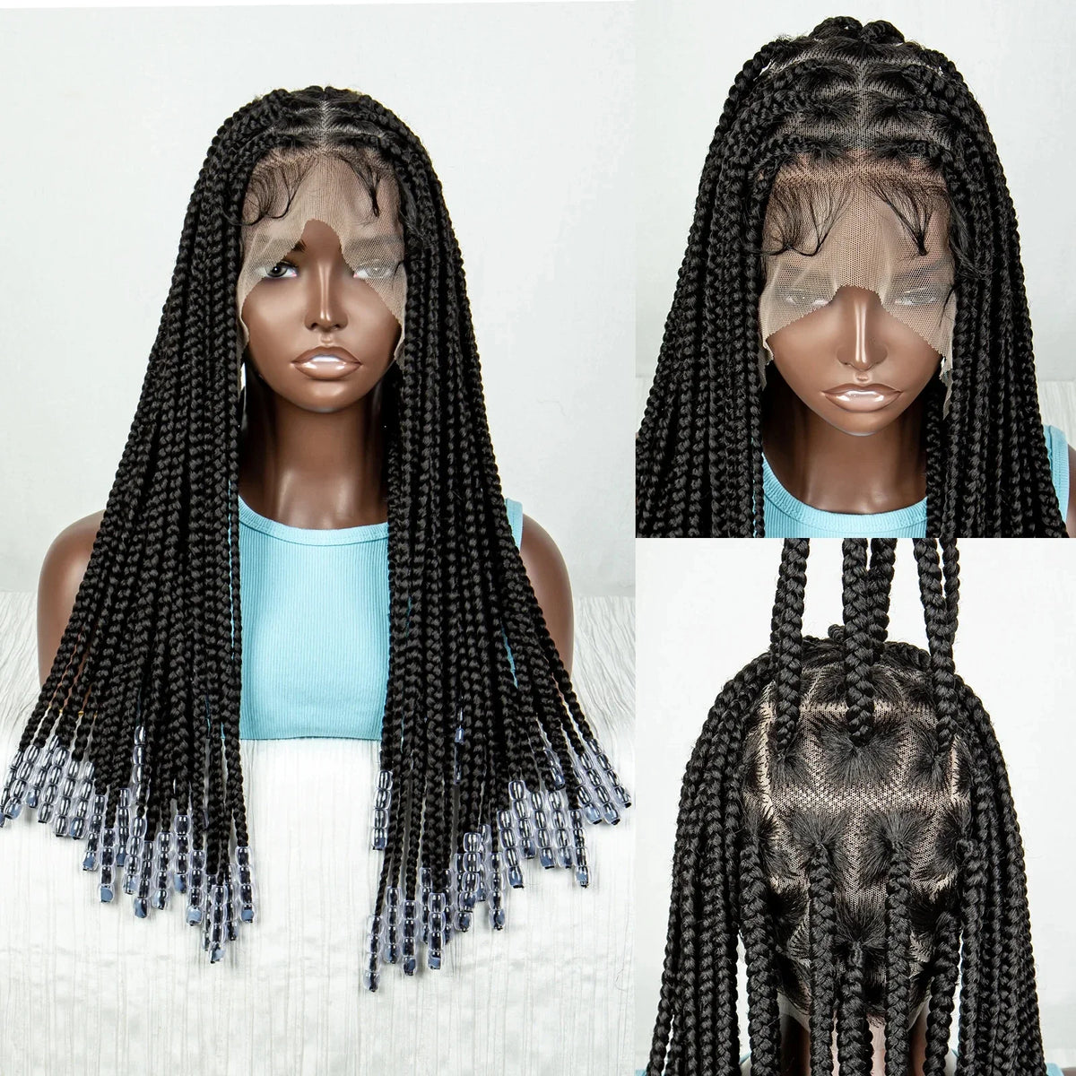 Ginger Beaded Knotless Braids Wig | Full Lace Frontal | 350#