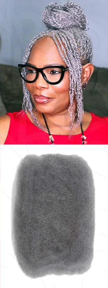Remy Afro Kinky Bulk Human Hair for Braiding | No Attachment DIY Mini Twists & Braids (Brazilian, 1Pc)