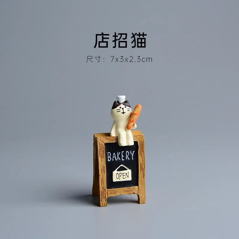 Cute Cat Bread Toast Model Toys Miniature Photography Props Figurines Gift Desktop Ornaments Figurine Decoration Crafts