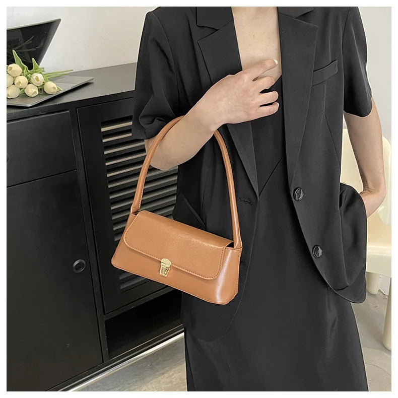 Women's Shoulder Bag Handbag | Retro Underarm Bag & Fashion Simple Solid Color New Hand Shoulder Bag