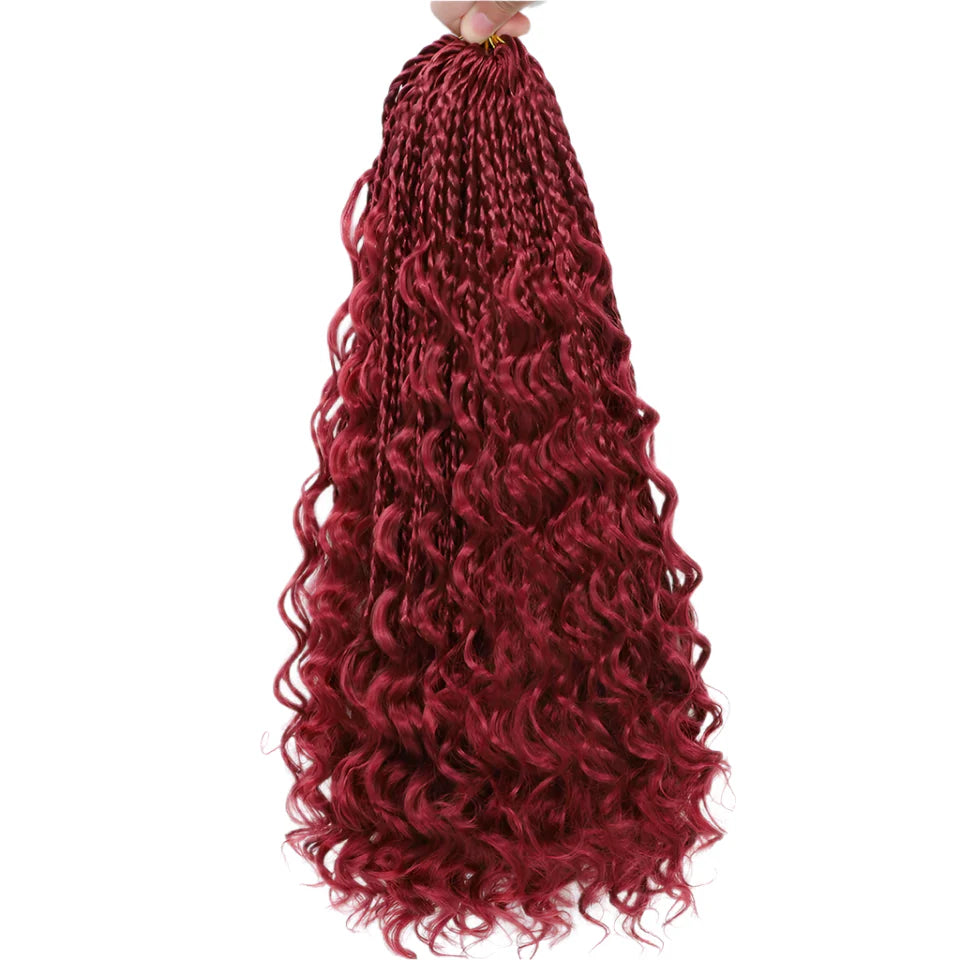 Ombre Goddess Box Braids Crochet Hair with Curly Ends | 14 Inch | 1-6 Packs
