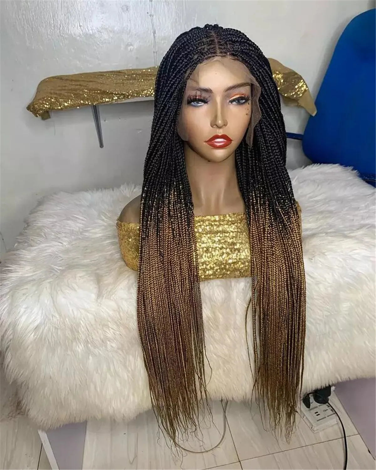 Premium Full Lace Braided Wig | Heat Resistant Synthetic Hair | Natural Look