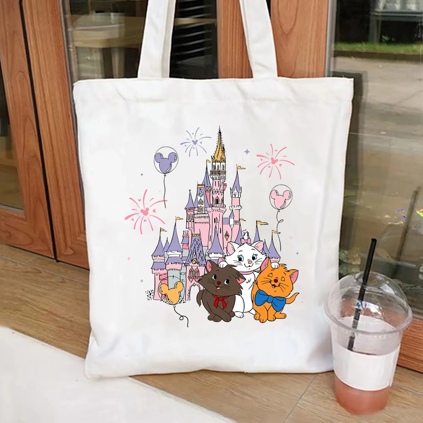 Disney The Aristocats Marie Cat Women's Shoulder Bag | Cute Cat Reusable Shopping Bag (Large Capacity Portable Travel Tote)