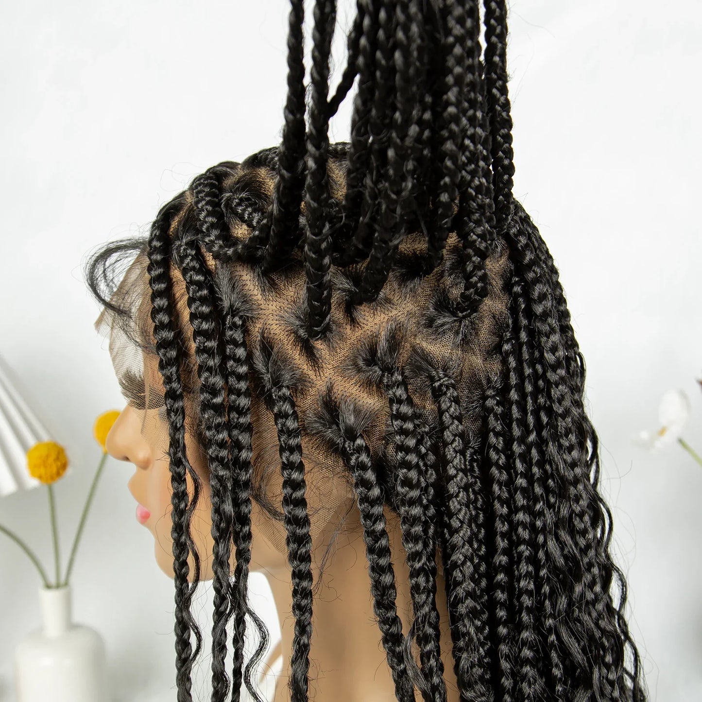 Transparent Full Lace Goddess Boho Box Braids Wig with Baby Hair
