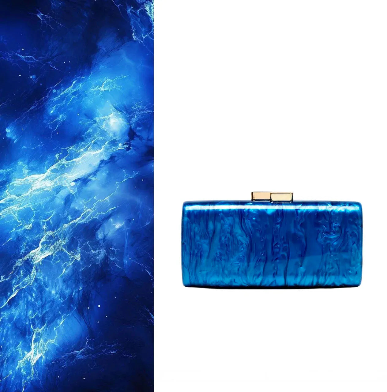 New Hot Sale Acrylic Shell-Shaped Clutch Bag | Women's Designer Evening Party Purse & Cute Birthday Gift (Blue Shoulder Bag)