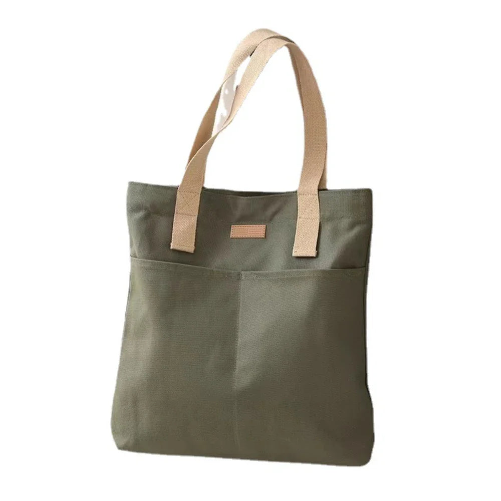 1Pc Women's Tote Bag Canvas Sewing Thread | Large Capacity Advanced Sense Handbag & Convenient Practical Female Commuter Bag