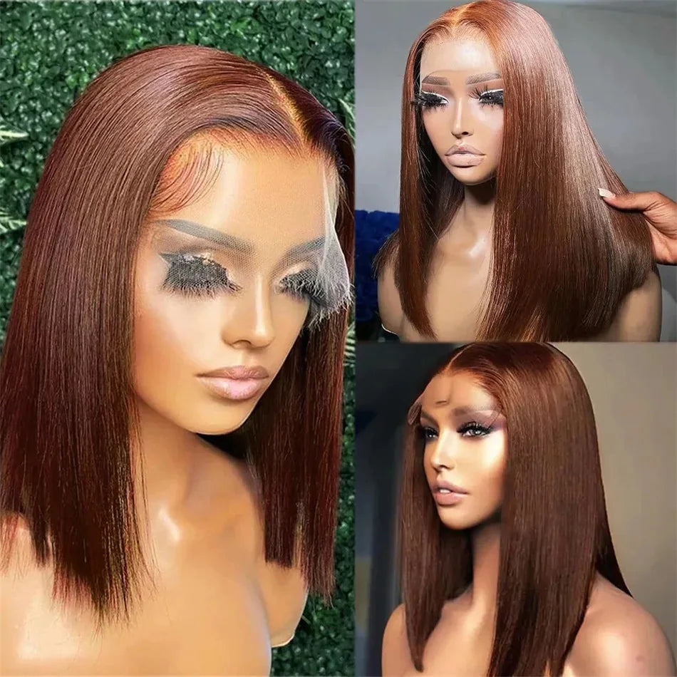 Ombre Honey Blonde & Red Wine Bob Wig | 13x4 HD Transparent Lace Front Human Hair