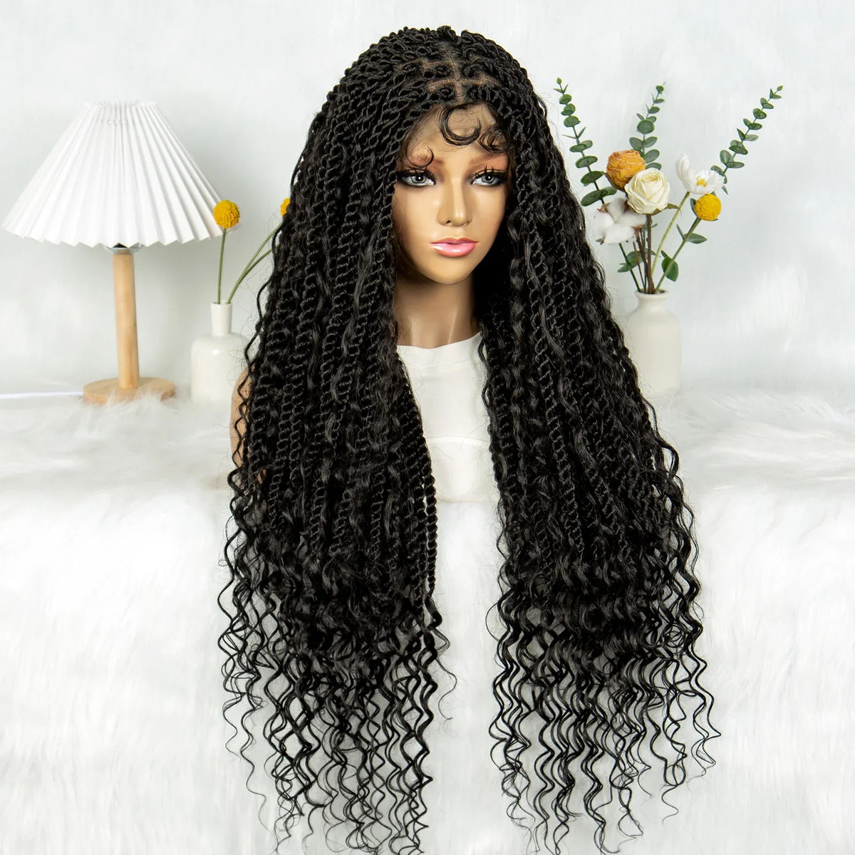 KIMA Twisted Boho Braided Wig | Full Lace Knotless Box Braids with Curly Accents