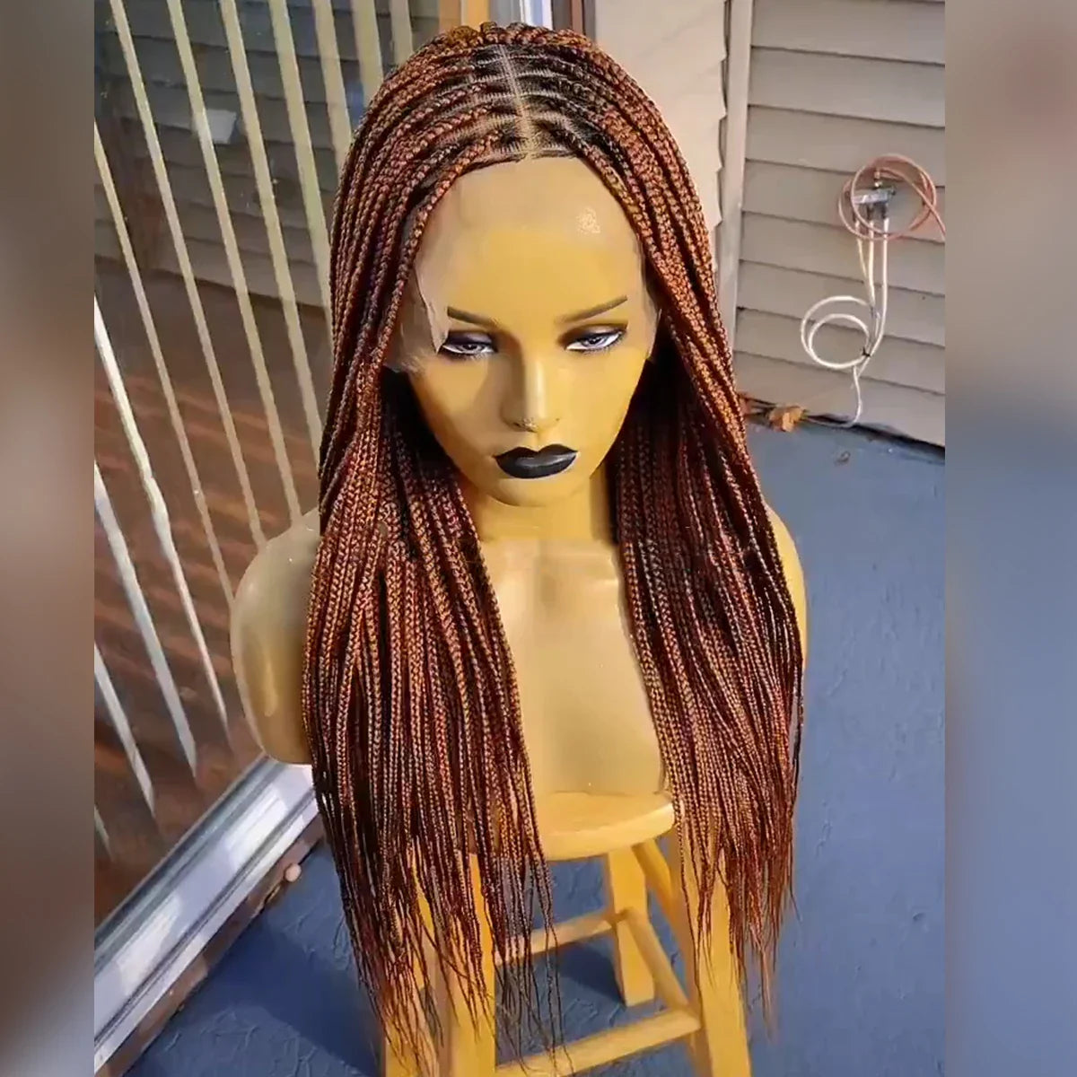 Ombre Blonde Knotless Box Braided Wig | Full Lace Braids Wig | Senegalese Twist, Passion Twist, Faux Locs Styles Available | Kanekalon Hair