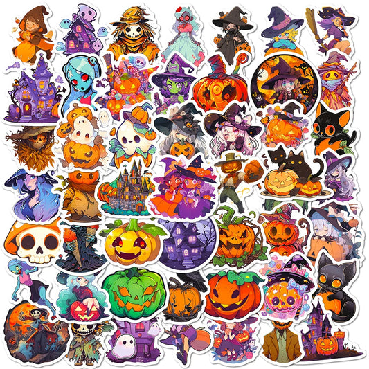 10/30/50pcs Cool Cartoon Halloween Witch Waterproof Stickers Decoration Decals Motorcycle Laptop Phone Luggage Car Sticker Toy