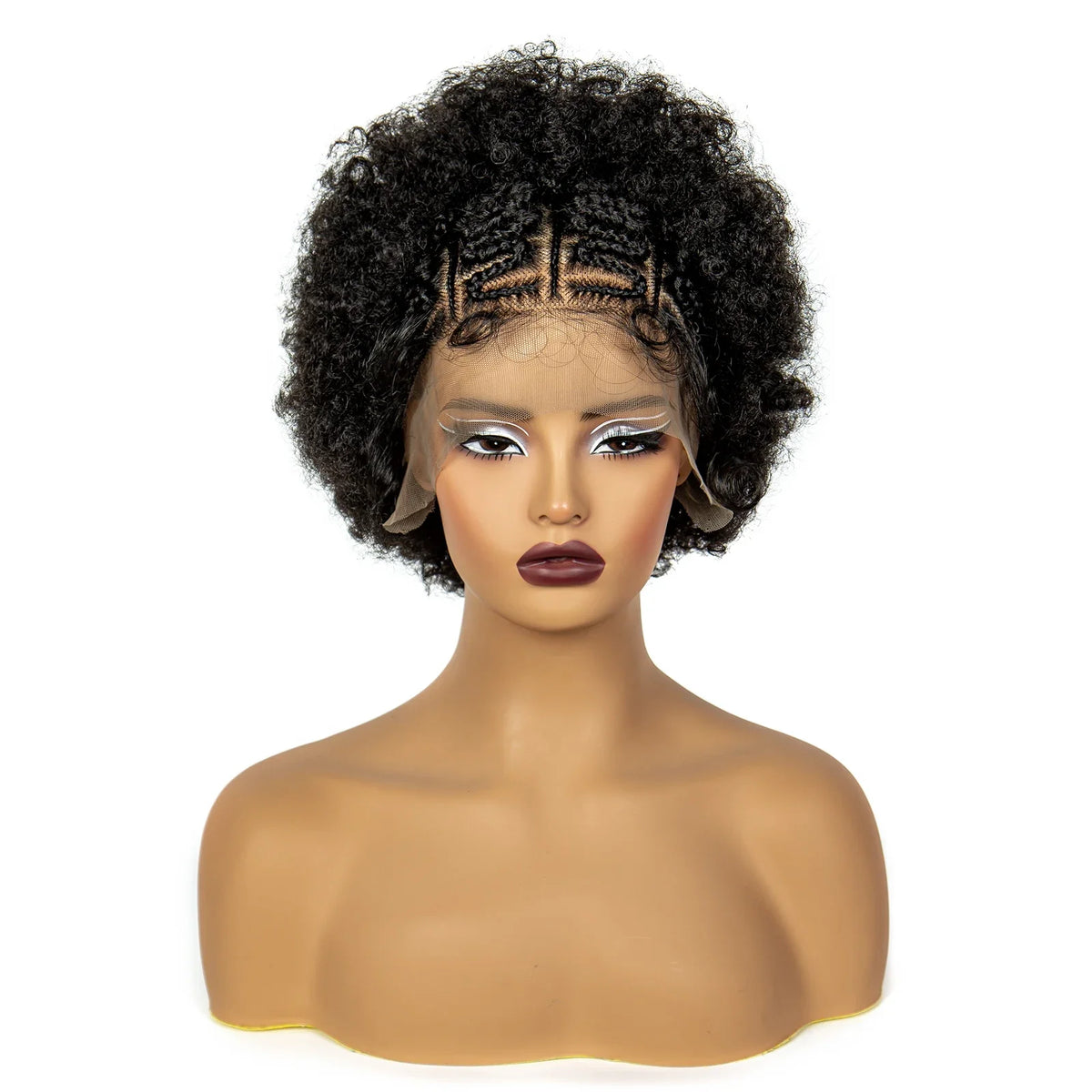 Burgundy Afro Curly Braids Bob Wig | 13x6 Lace | Baby Hair | Bouncy Curls