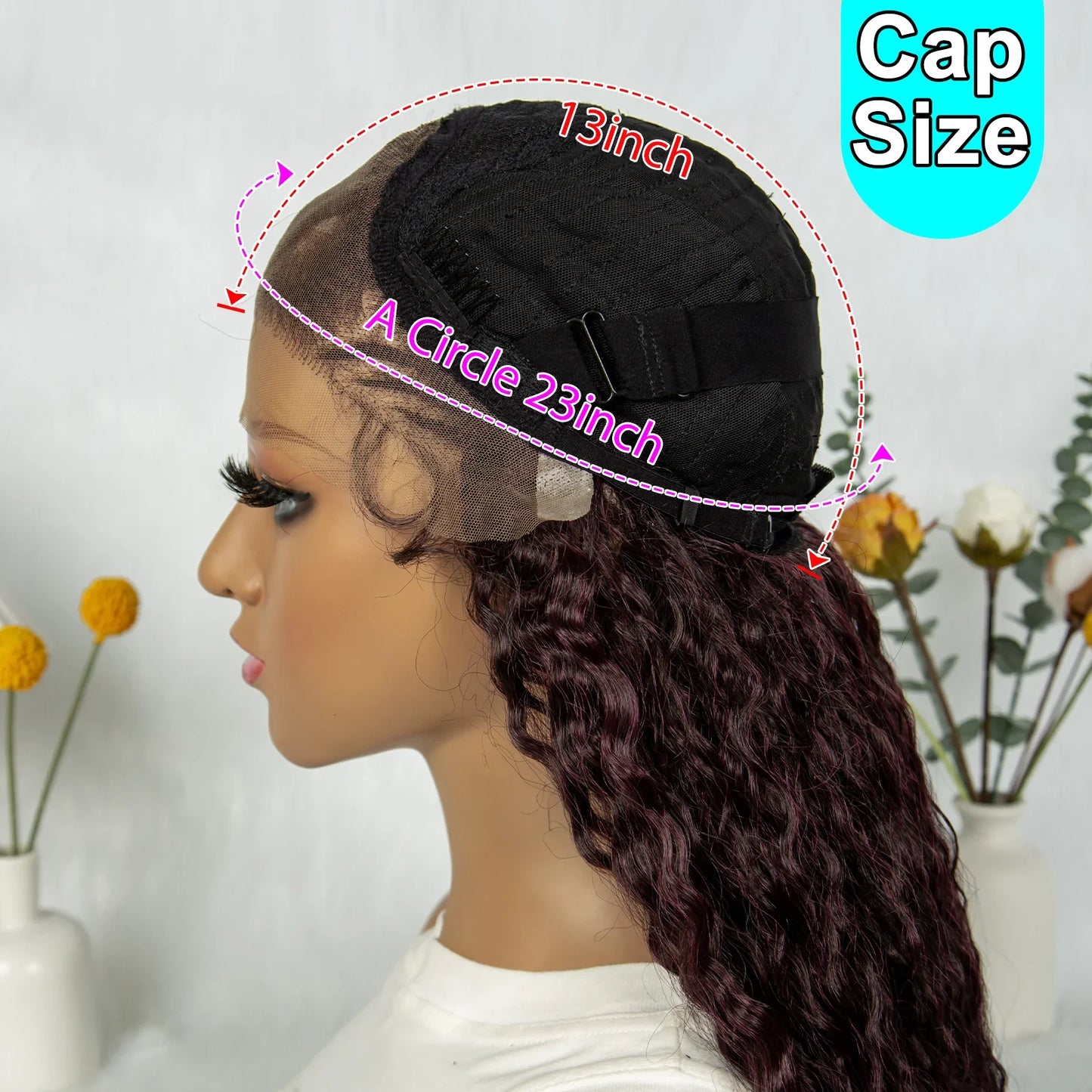 Burgundy Wavy Braided Lace Front Wig | Synthetic Braids | Black Women