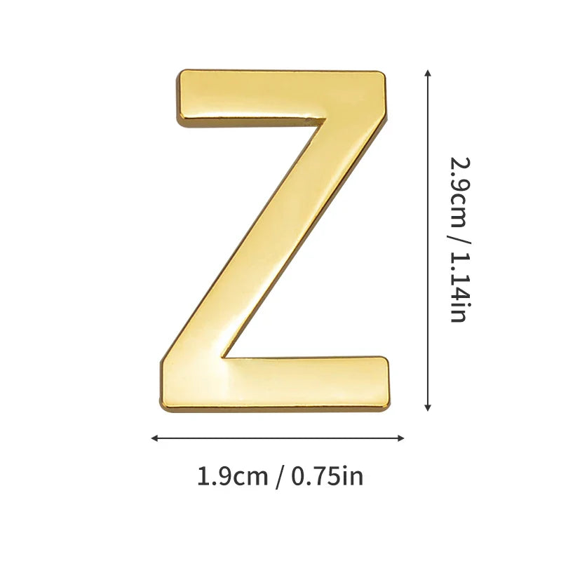 1Pcs Metal Self Adhesive House Number English Alphabet Letters for Apartment Room Door Plate Table Mailbox Number Stickers 3*2cm