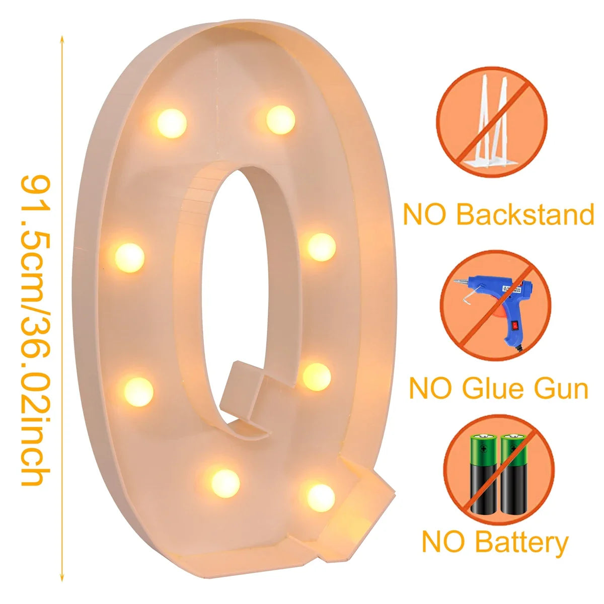 91.5CM Giant Letter Led Light Frame Box Baby Shower 1st Birthday Wedding Party Decor Christmas DIY Name Balloon Filling Box