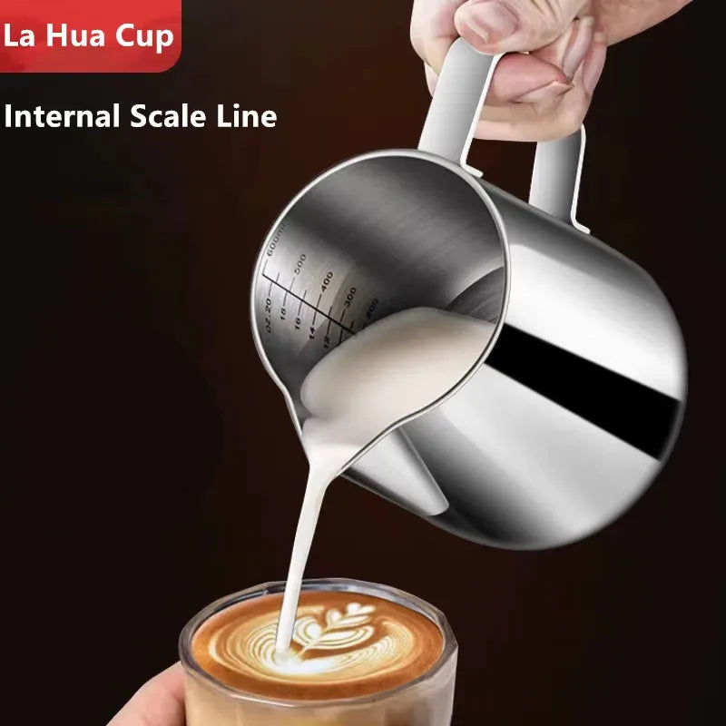 Stainless Steel Scale Lahua Cup 350/600/1000ml Milk Jugs Milk Craft Milk Pitcher Coffee Latte Frothing Art Jug Pitcher Mug Cup