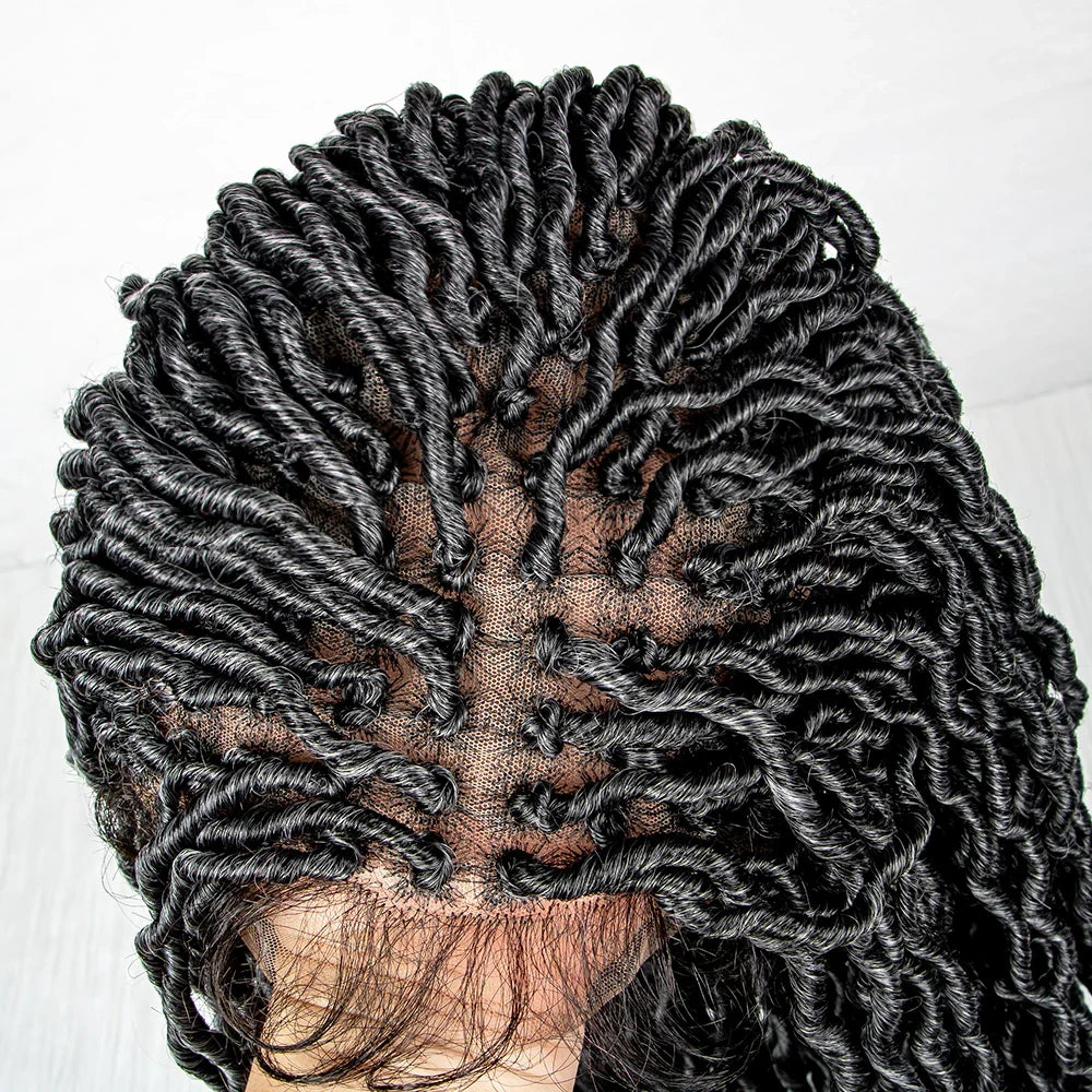 Colorful Dreadlocks & Water Wave Braids Wig | Lace Front | Baby Hair