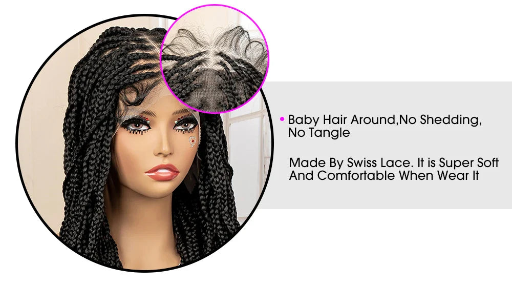 36" HD Full Lace Box Braided Wig | Ginger Color #350 | Lace Frontal Braids | Baby Hair | Synthetic Hair Wig