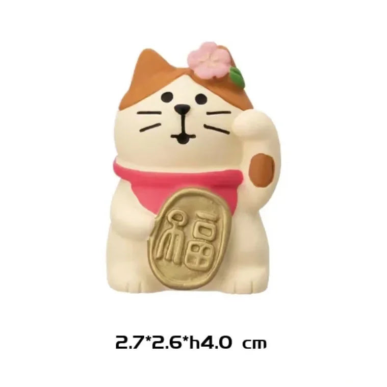 Japanese Style ZAKKA Cat Crafts Small Ornaments for Chinese New Year Snake Year Trend Bonsai Food and Decorative Resin Figurines