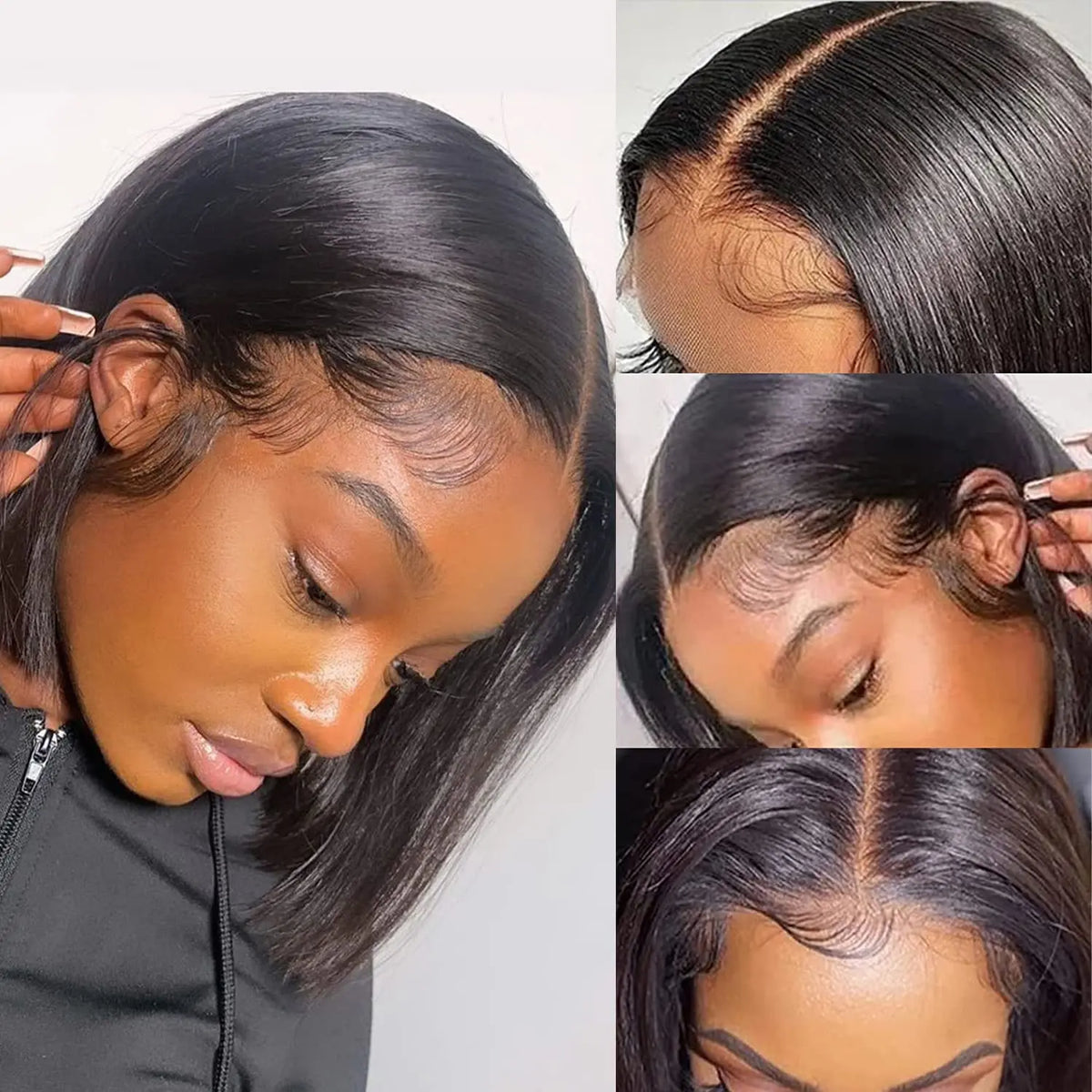 Short Straight Bob Lace Front Wig | 13x4 Brazilian Human Hair for Black Women (Pre-Plucked with Baby Hair)