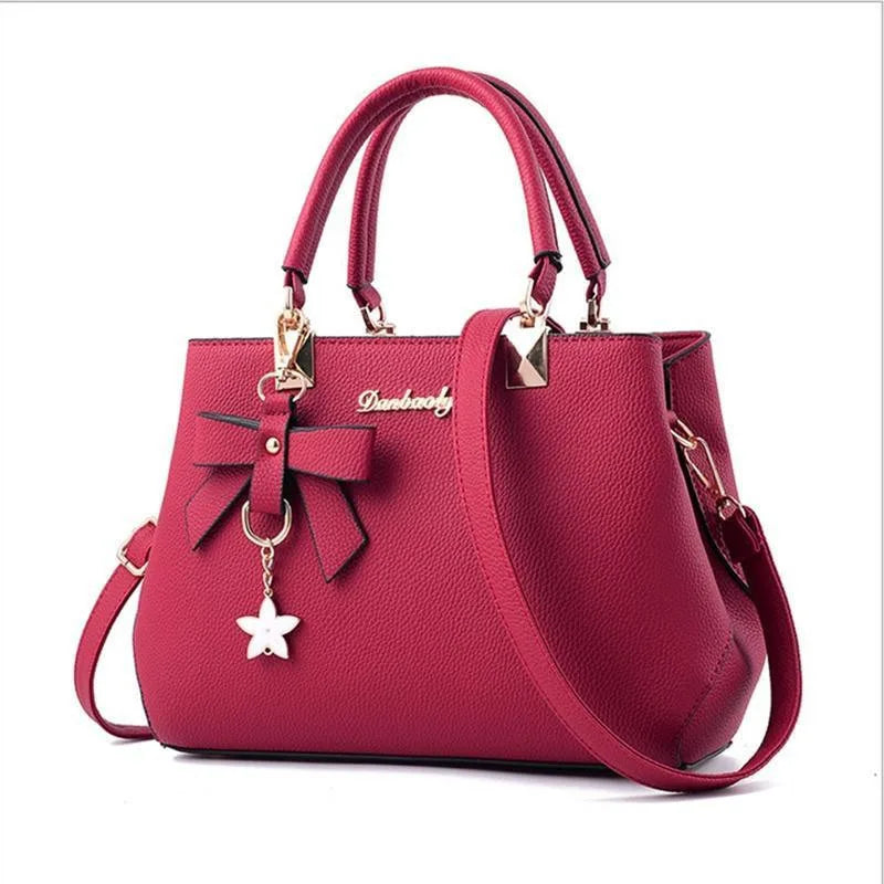 Famous Designer Brand Bags Women's Leather Handbags | Luxury Ladies Shoulder & Crossbody Purse (Fashion Tote with Rivets & Tassels)