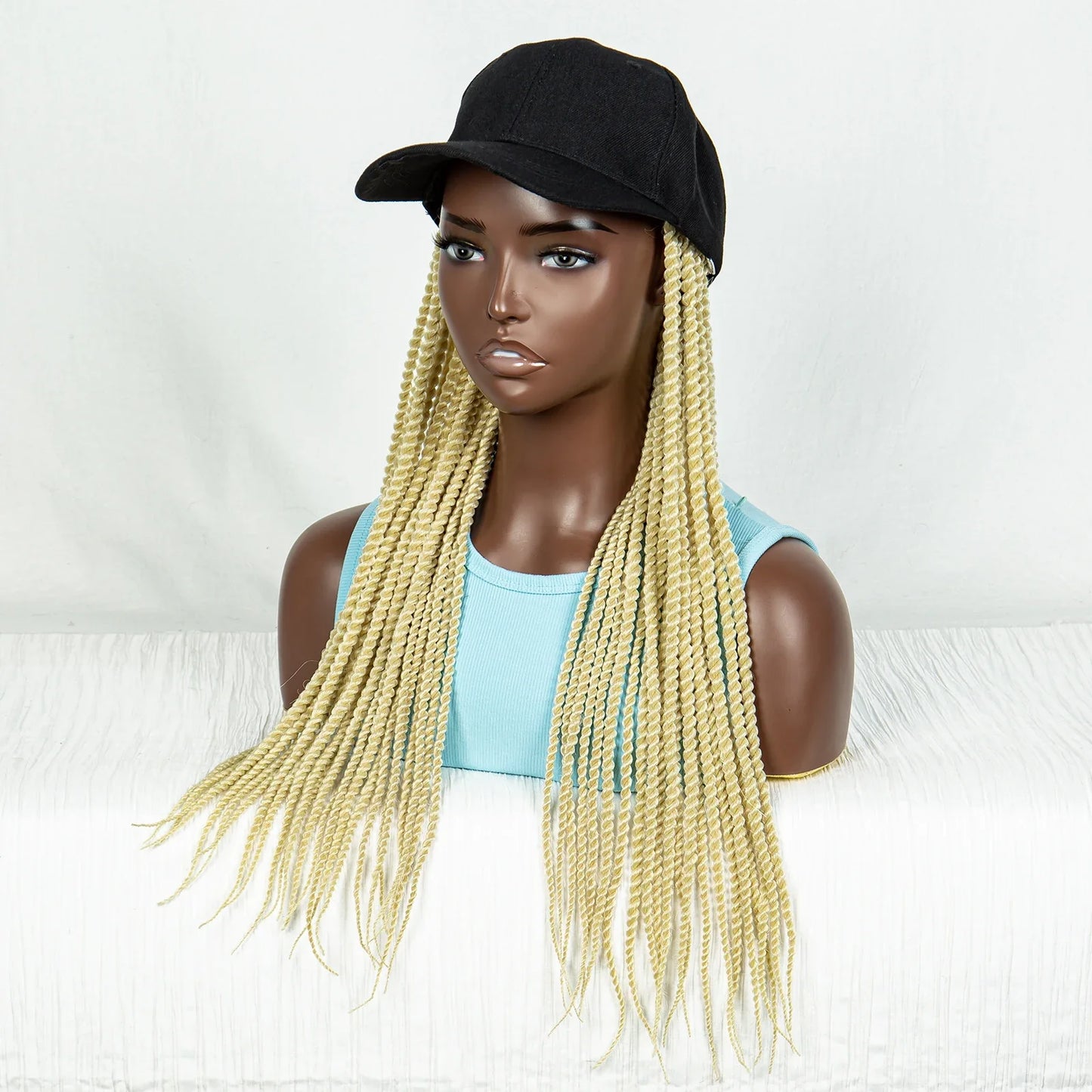 Braided Hat Wig with Twist Crochet Hair | Knotless Box Braids | Baseball Cap