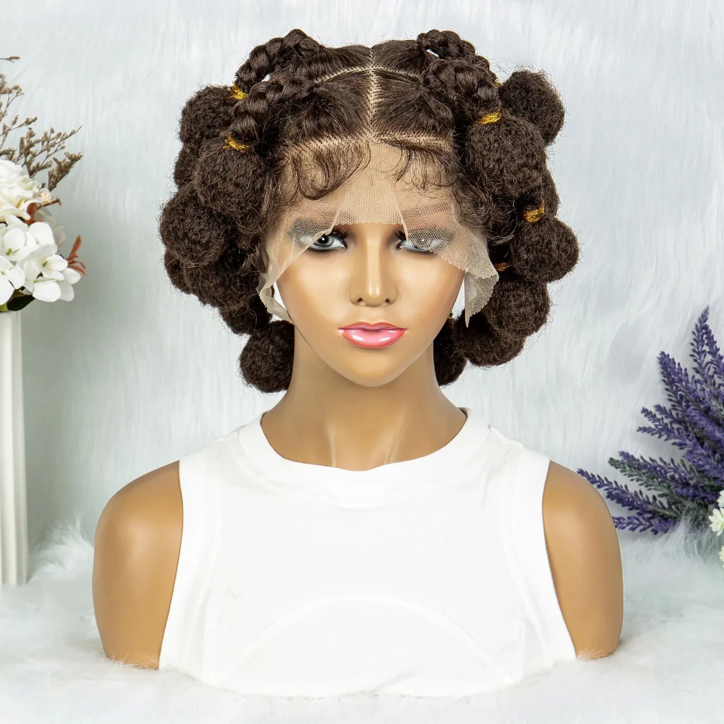 KIMA HD Full Lace Bantu Knot Braids Wig | Knotless Box Braids