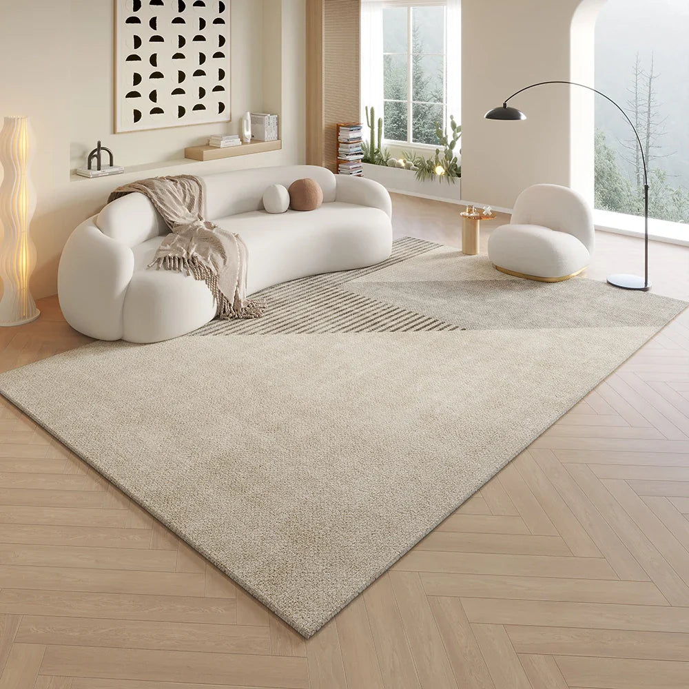 VIKAMA Cream Style Lineage Living Room Floor Mat Anti-Slip Home Decoration Large Size Sofa Coffee Table Rug Bedroom Carpet