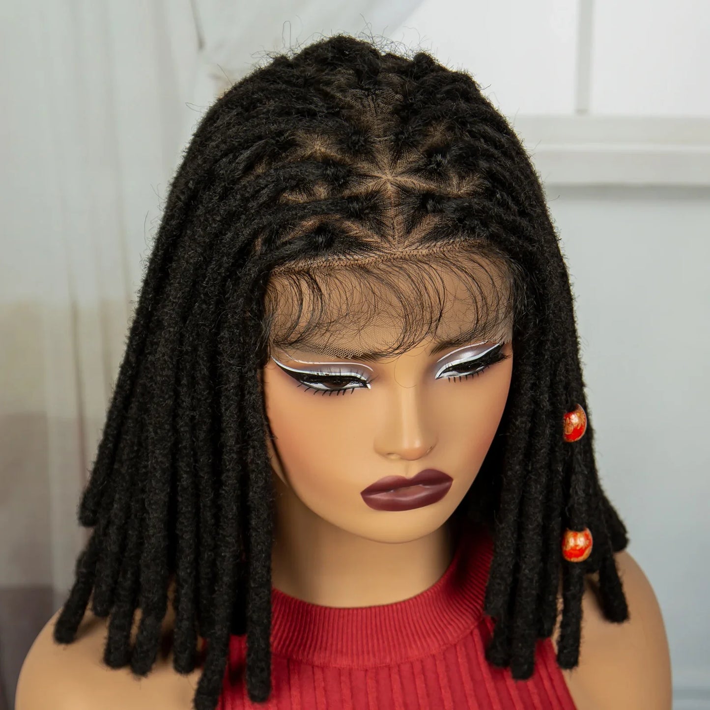 Red Faux Locs & Knotless Braids Wig | Full Lace | Baby Hair | Dreadlock Style