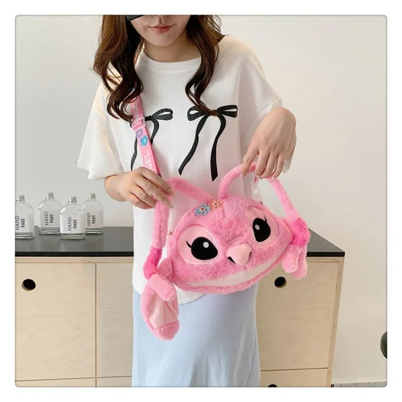 New Disney Cartoon Stitch Plush Backpack | Girls Cute Ins Shoulder Messenger Bag (Parent-Child Gift)
