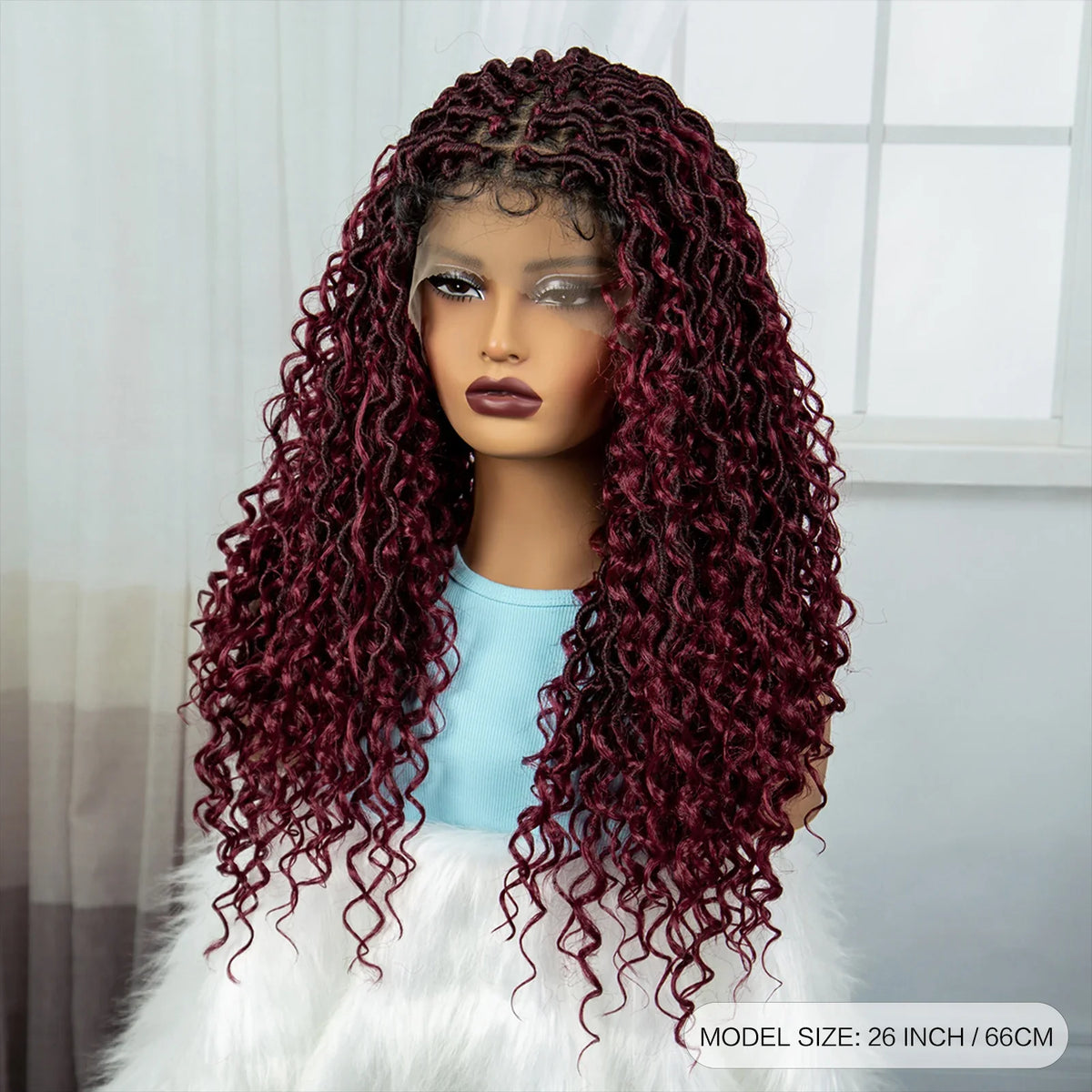 Burgundy Goddess Faux Locs Wig | Curly Ends | Lace Front | Baby Hair