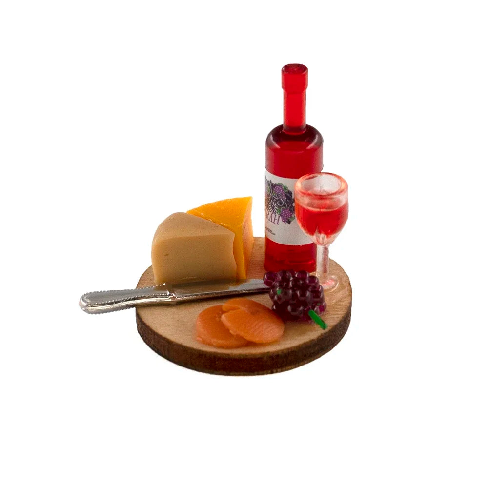 1/12 Doll House Miniature Cake Wine Dish Simulation Food Drinks Model Toys for Mini Scene Decoration Dollhouse Diy Accessories