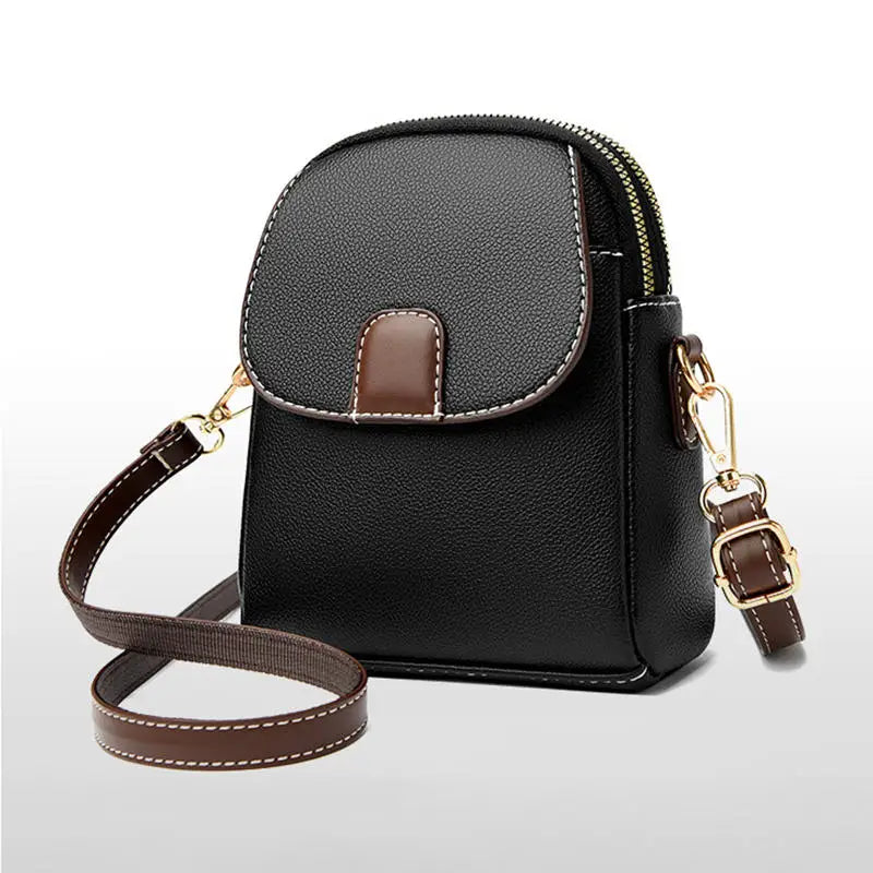 Fashion Leather Crossbody Bag for Women | Mini Shoulder Bag & Flip Zipper Messenger Bag (Students' Small Handbag)