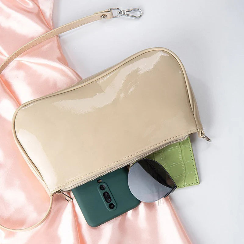Retro Solid Color PU Leather Shoulder Bag | Fashionable Women's Casual Designer Hobo Underarm Handbag (Baguette Shape, All Seasons)