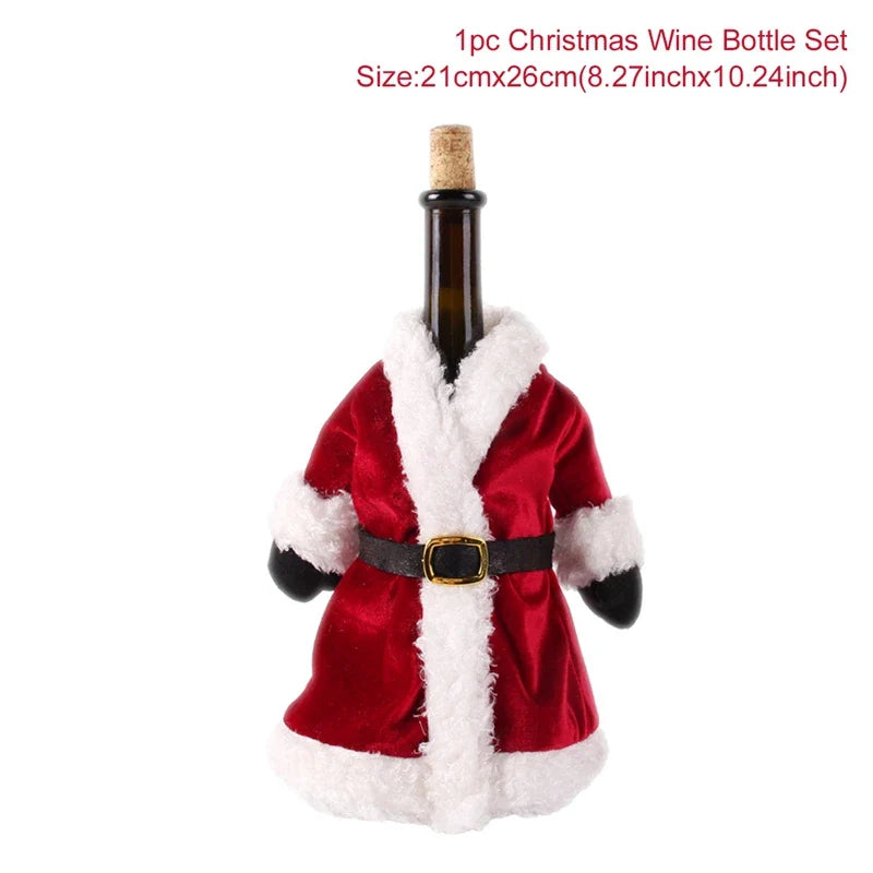 Merry Christmas Decoration for Home 2024 Santa Claus Wine Bottle Cover Snowman Stocking Gift Holders Xmas Navidad Decor New Year