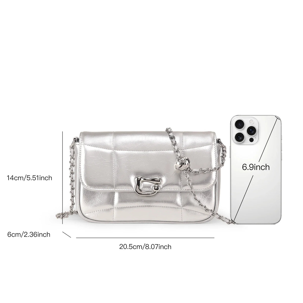 Genuine Leather Crossbody Bag | Luxury Brand Shoulder Bag with Chain Strap & Unique Design Quilted Handbag