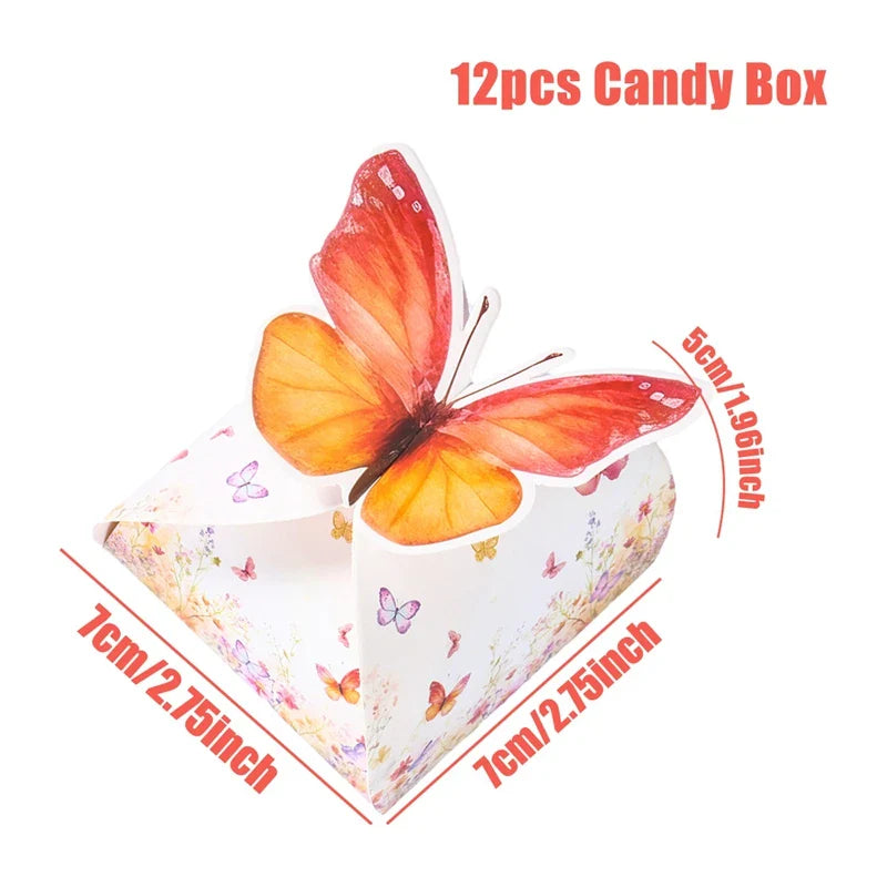 Butterfly Candy Gift Box Pink Purple Butterfly Birthday Party Decorations Kids Wedding Supplies Baby Shower Cookie Biscuit Box