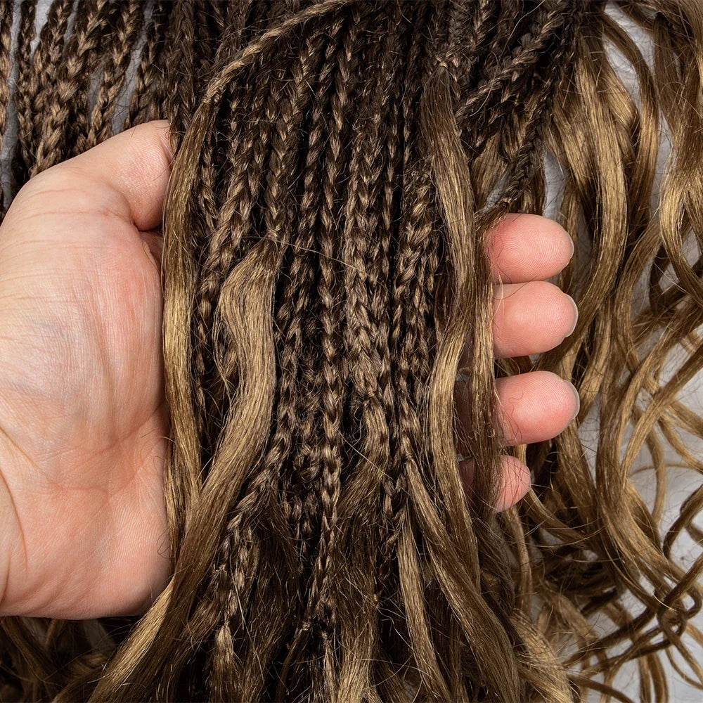 Gradient Water Wave Knotless Box Braids Wig | 9x6 Lace Front | Baby Hair