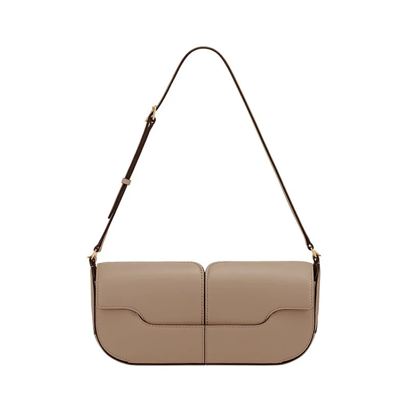 French Chic Compact Horizontal Saddle Bag | Luxury Woman Shoulder Underarm Stick Bag (Classic Long Clutch & Handbag)