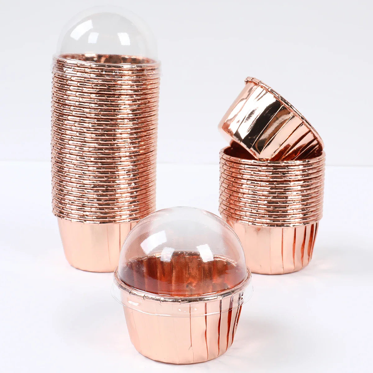 50pcs Transparent Cake Box Container Transparent Cupcake Dome Pastry Baking Packaging Boxes Wedding Party Supplies Gifts Decor