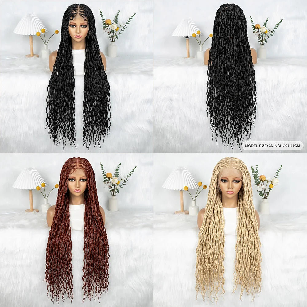 Crochet Box Braids Full Lace Wig with Pre-Plucked Hairline