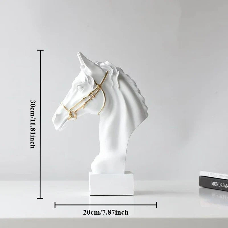Galloping Horse Head Resin Sculpture Statue Modern Abstract Home Decor Office Desk Art Piece Elegant Gift for Equestrian Lovers