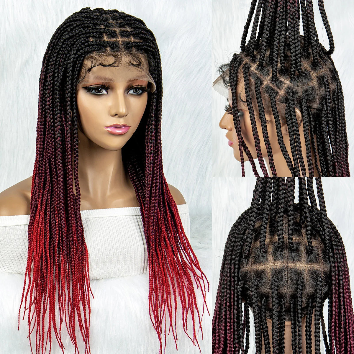 Colorful Knotless Box Braids Wig | Full Lace Front with Baby Hair