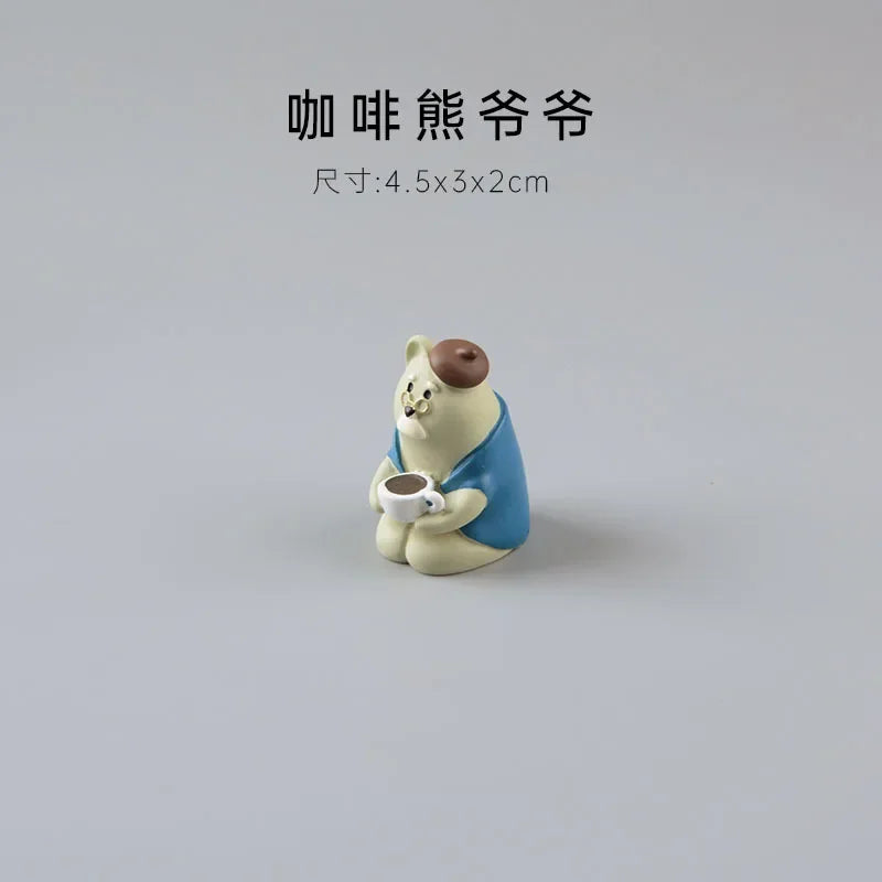 1pc Cartoon Cat Frog Bear Yellow Chair Computer Model Office Ornament Mini Home Decor Crafts Accessories Desktop Figurines Gift