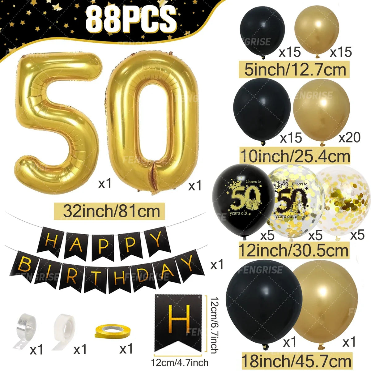 Black Gold Birthday Table Runner 30 50 Birthday Tablecloth Balloon Party Decoration For Home Backdrop Wedding Adult Anniversary