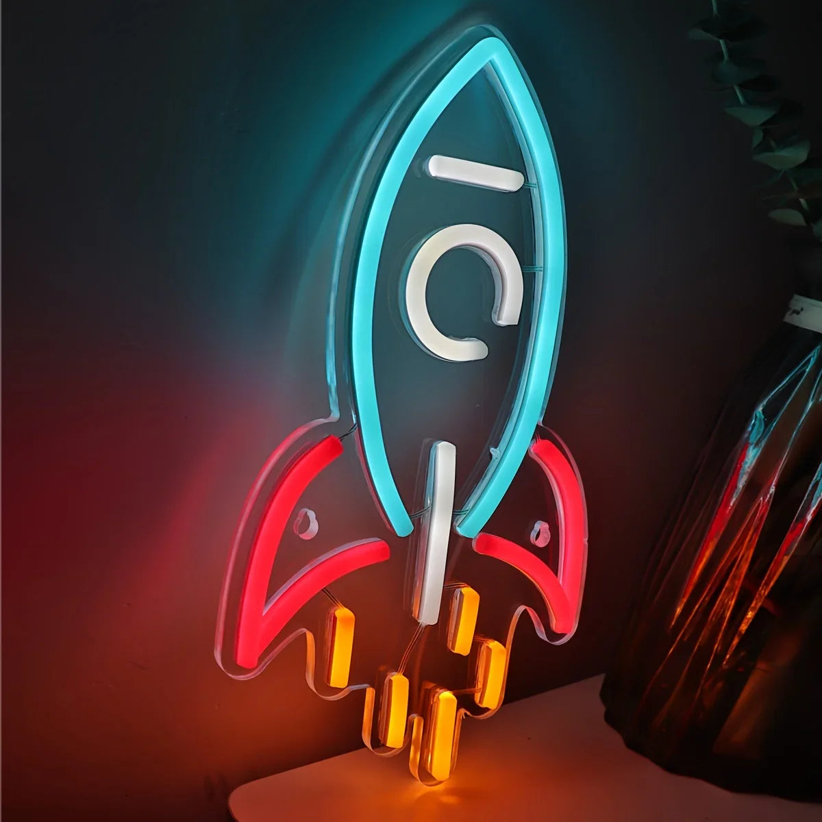 Rocket Neon Sign LED Neon Light for Night Light Room Party Club Decor Mood Light Multipurpose Decorative Wall Mounted Light