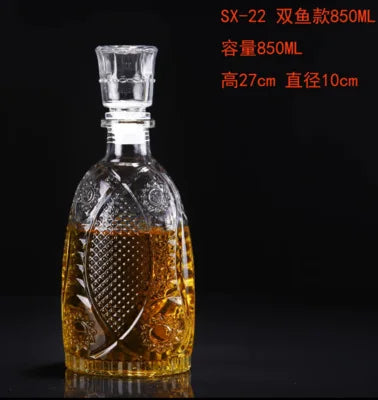 Novelty Design Multi Styles Barware Wine Glass Bottle 250-1000ml Lead-free Glass Whiskey Decanters for Liquor Scotch Bourbon